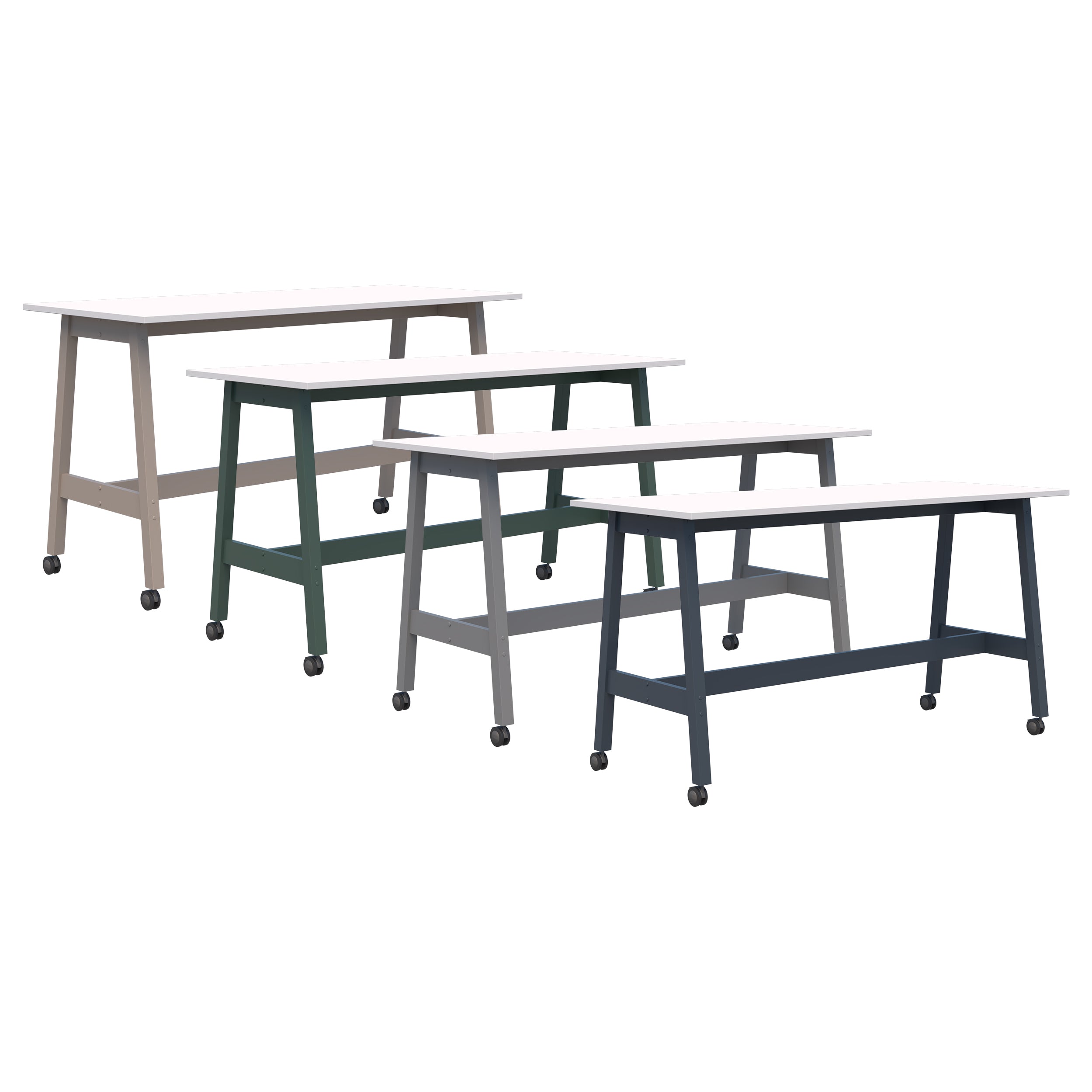 Set of four mobile leaners on a white background